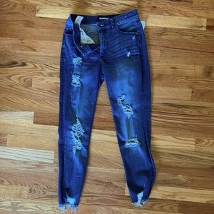 Express. Ripped ankle cut jeans